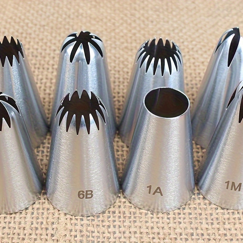 

8pcs Stainless Steel Piping Nozzle Set - Medium Size For Cake Decorating, Cupcakes & Cookies - Baking Tools