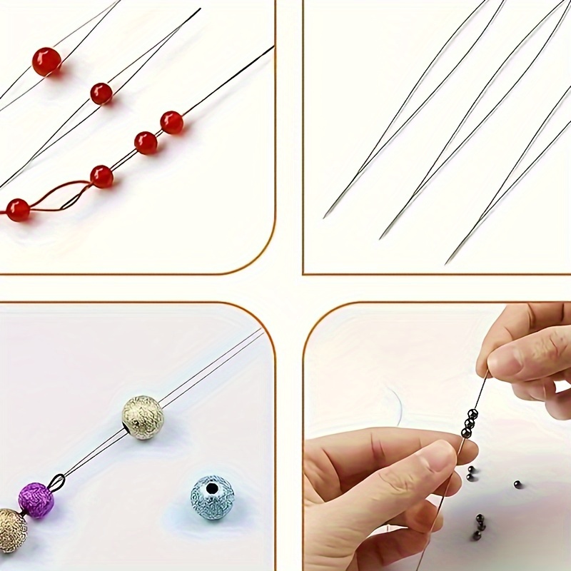 

6pcs Beading Big Eye, Threading For Jewelry Making, For Diy , Stainless Steel, Plastic Storage