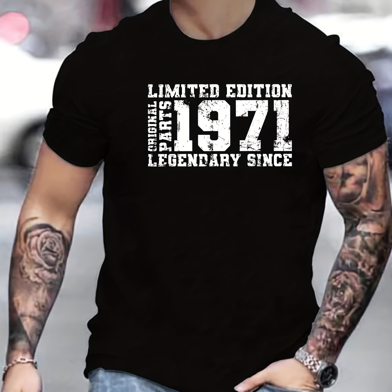 

Limited 1971 Edition" Letters Print Casual Crew Neck Short Sleeve Tops For Men, Quick-drying Comfy Casual Summer T-shirt For Daily Wear Work Out And Vacation Resorts