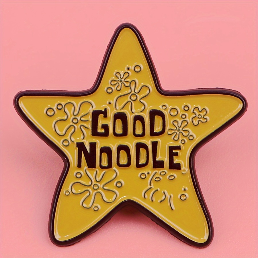 

1pc Enamel Good Noodle Badge Pin - Zinc Alloy Star-shaped Lapel Pin For Backpacks, Briefcases, And Accessories