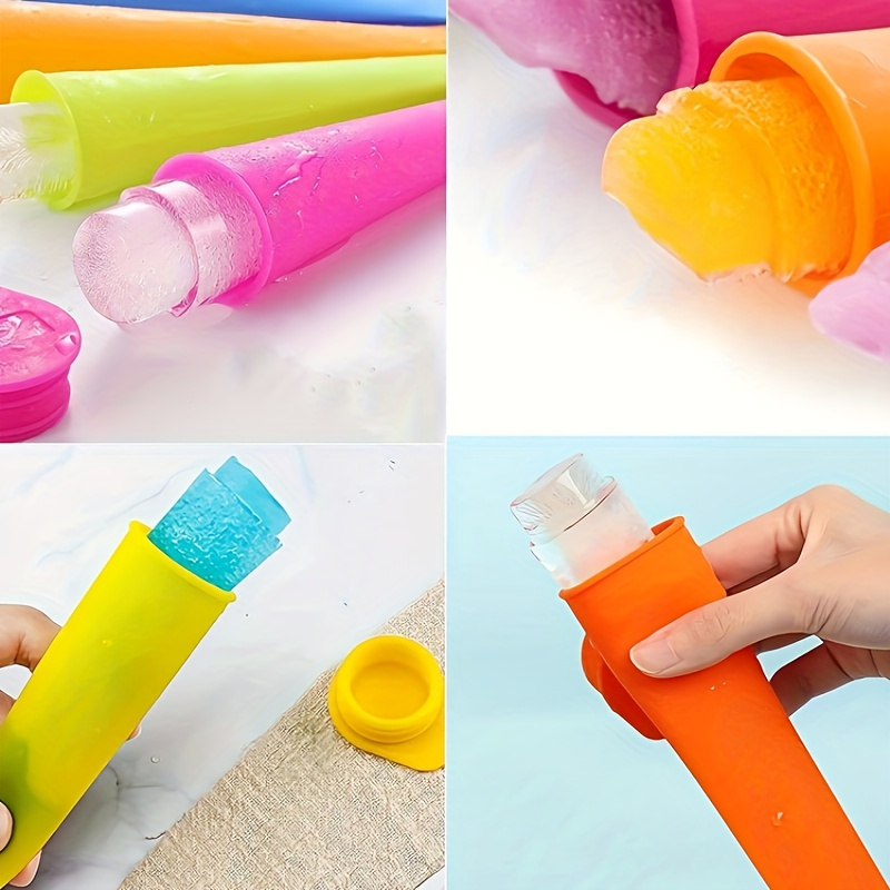 

6pcs Colorful Silicone Popsicle Molds With Lids - Reusable, Easy-clean Ice Pop Maker For Treats - Restaurant Kitchen Must-have