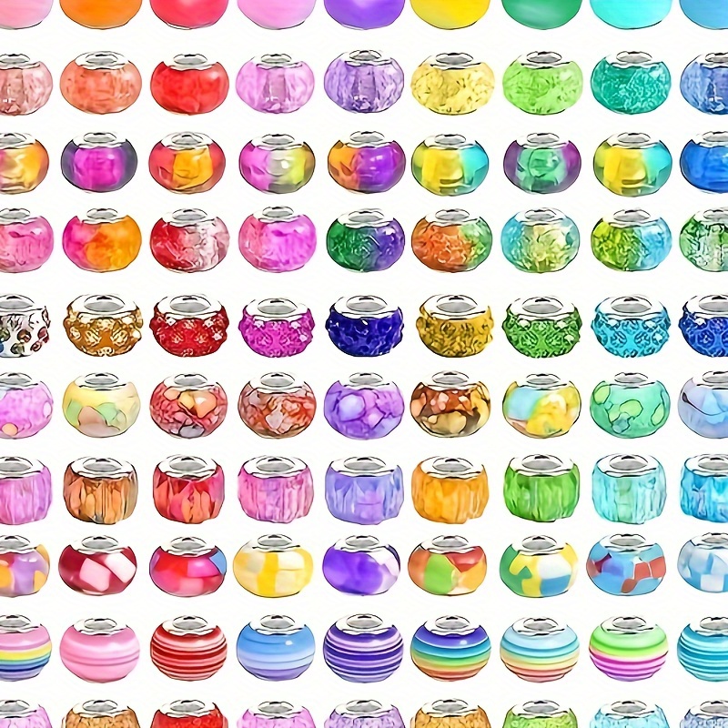 

50//150/200pcs Beads Set With Rhinestone-large Hole Spacer Beads For Making, Bracelets, Necklaces And Earrings