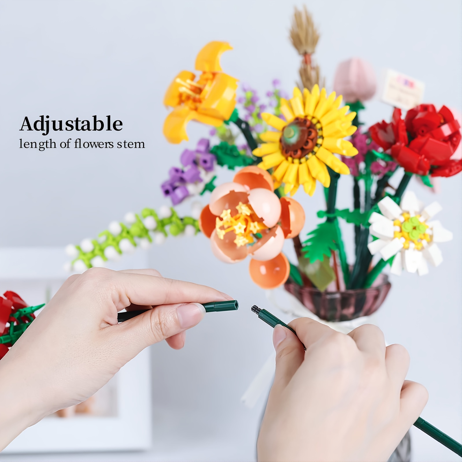 Bouquet de fleurs de créateur, bouquets de fleurs plantes Blocs de  construction Ornements en coton Modèle briques Jouets pour adultes et  enfants, compatible avec Lego, avec