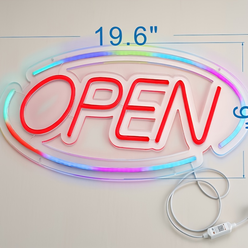 Rgb Led Neon Open Sign, Open Signs For Business, Ultra Bright Electric Light  Up Signs With 5v Usb For Bars, Stores, Coffee Shop, Hotel Etc. Temu