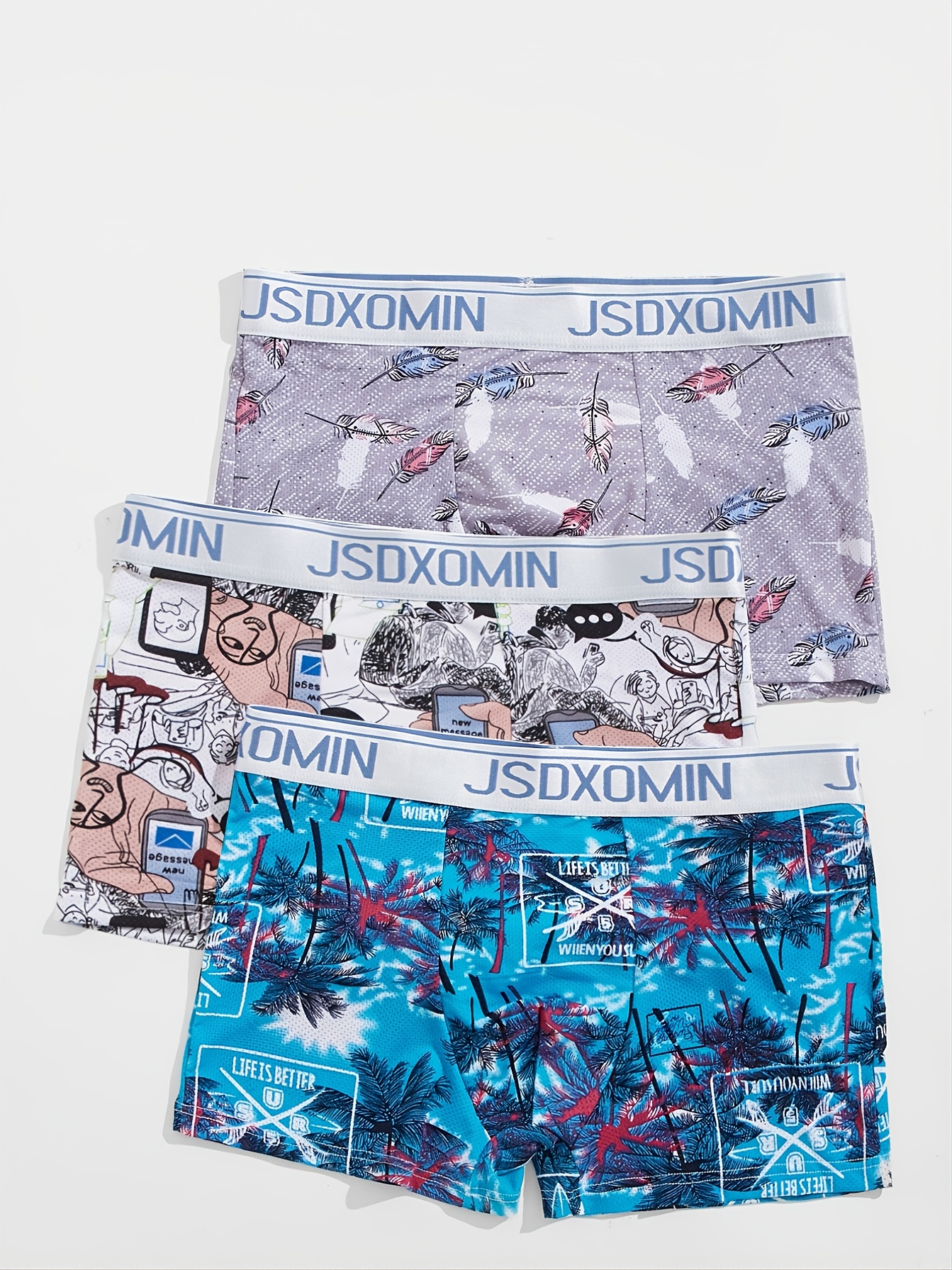 3pcs Men's Novelty Print Midway Briefs Underwear