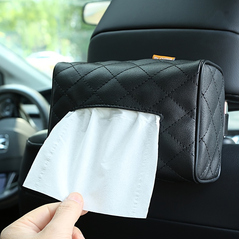 Universal - Sac de rangement tissu de dossier de siège auto en cuir noir  pare-soleil de voiture porte-papier arrière automatique oreiller suspendu  carton de stockage