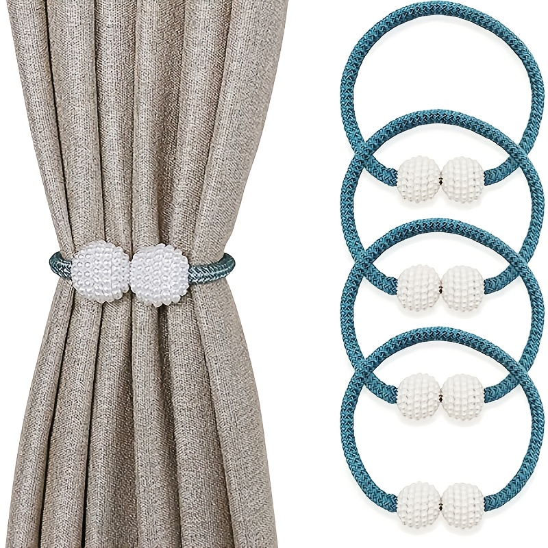 2pcs Faux Pearl Curtain Tiebacks for Blackout & Sheer Windows