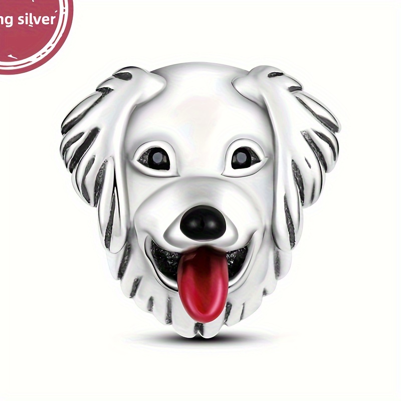 

925 Sterling Silver Golden Retriever Pendant Beads Charms Fit Bracelets Necklace Simple Style Women Diy Jewelry Gift