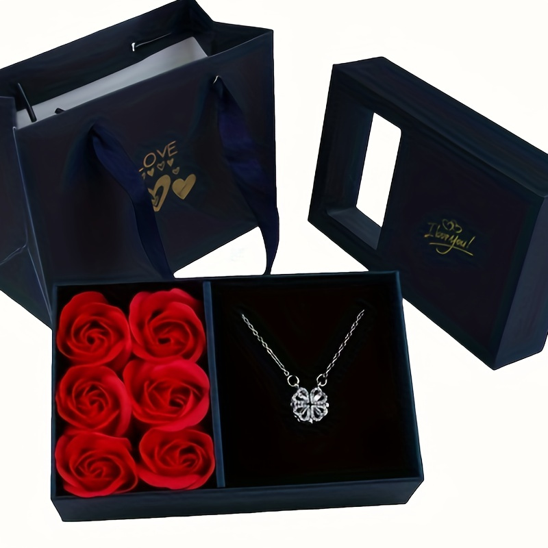 

Boîte à Bijoux Élégante Rose Éternelle avec Cordon - Porte-Collier , pour des Cadeaux & Souvenirs, Idéal pour la Saint-Valentin