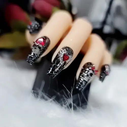 10pcs/lot Halloween Skull Design Black Rhinestones for Nails 