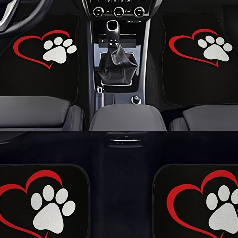 

4pcs Cartoon Dog Paw Printed Car Floor Mats, Universal Non-slip Protection & Dust-proof Car Front & Rear Floor Mats, Car Interior Accessories