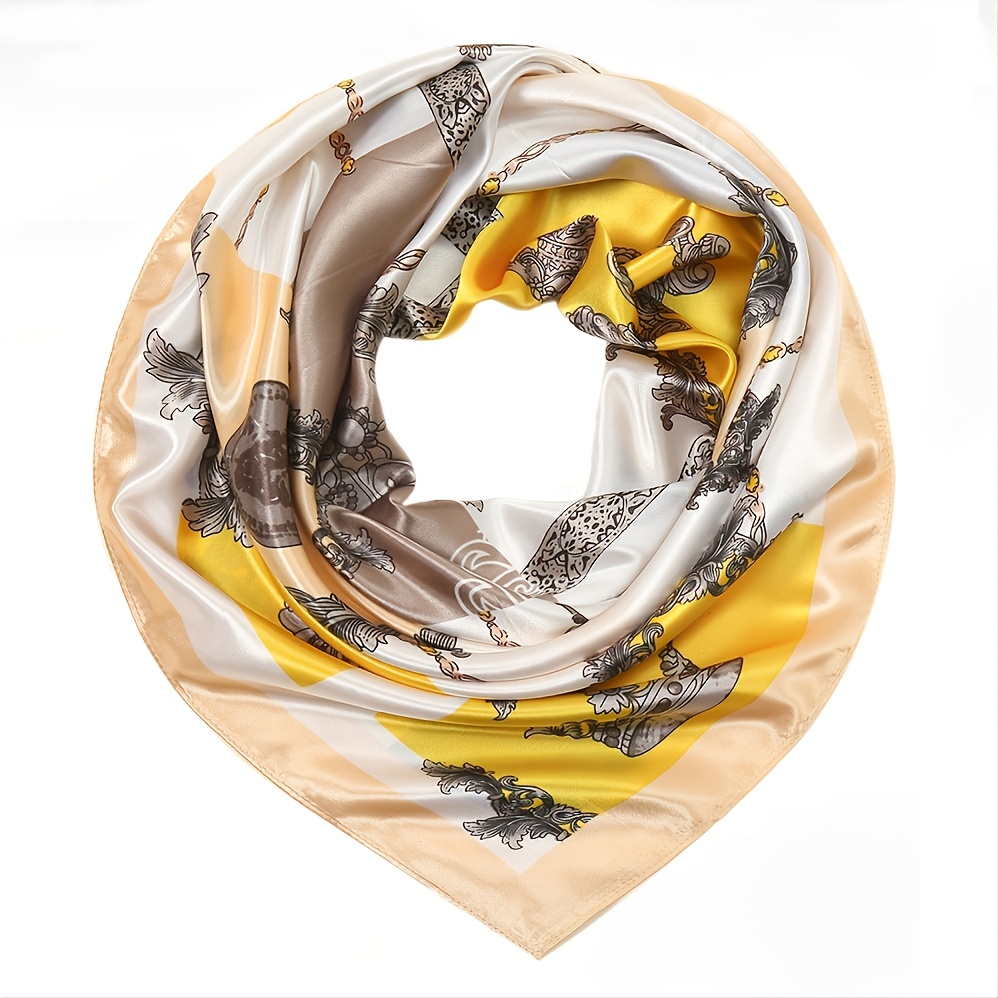 Simulated Silk Printed Square Scarf Women's Head Scarf