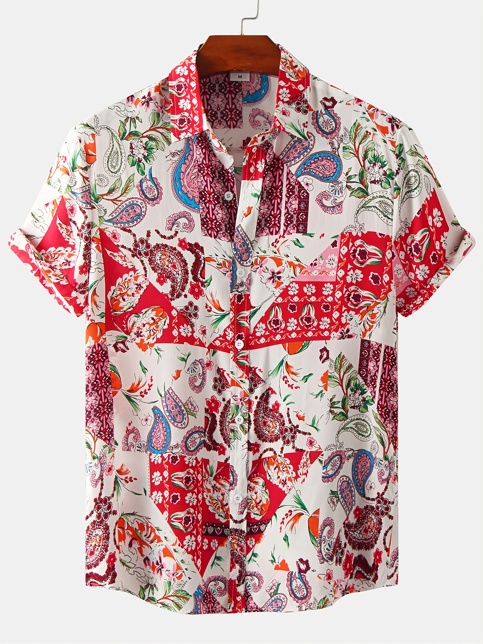 Patterned short hot sale sleeve shirt