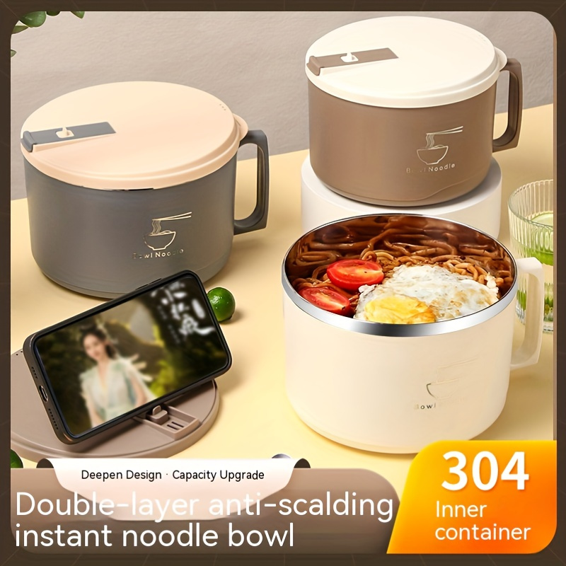 Stainless Steel Instant Noodle Bowl Double-layer Student Canteen