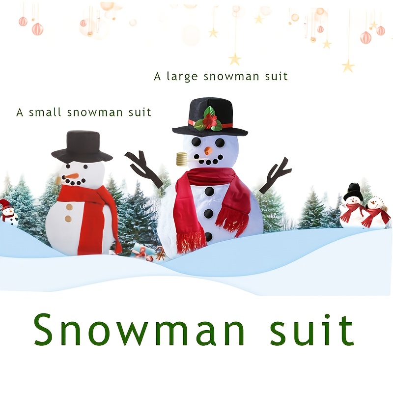 Snowman Decorating Kit, Snowman Dressing Making Kit, Snowman Building Kit  in 2 Sets, Snowman Making Props Includes Hat Scarf Eyes Mouth Button Nose