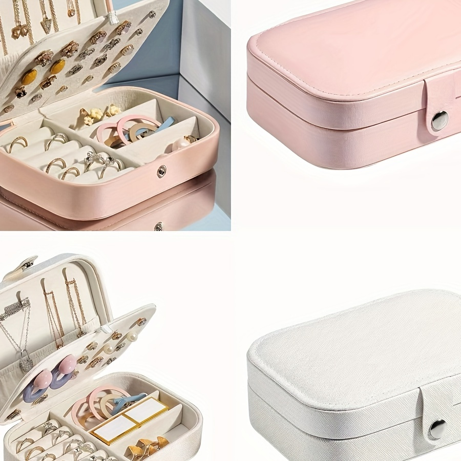 

1pc Portable Jewelry Box, Exquisite Jewelry Storage Container For Home And Travel Use, Pu Leather Jewelry Storage Box For Rings, Earrings, Bracelets, Necklaces