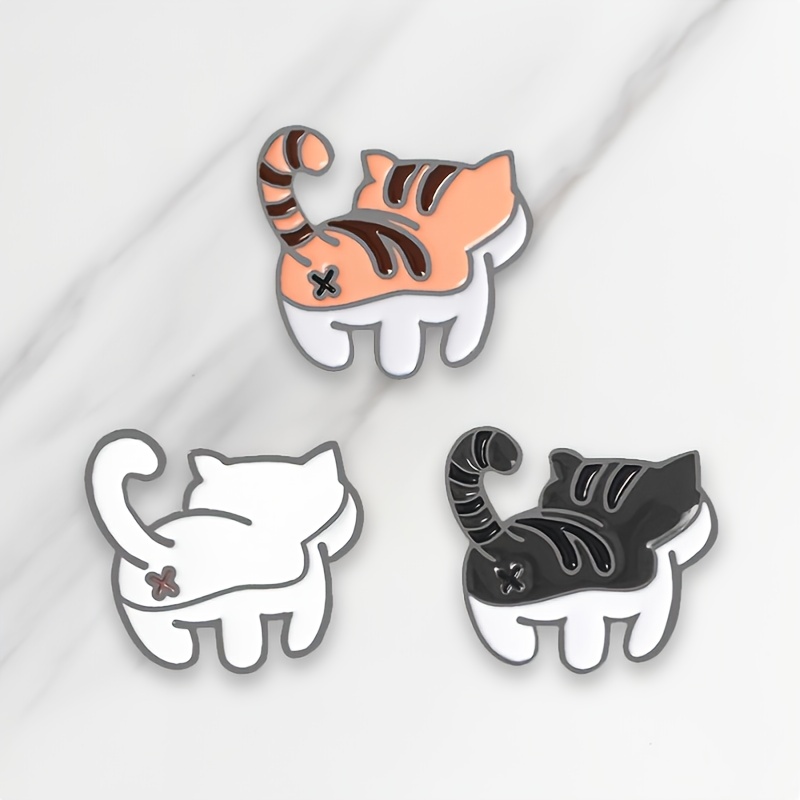 Cute Cat Butt Pin Black/white/ Cat Brooches Tabby Cat - Temu Germany