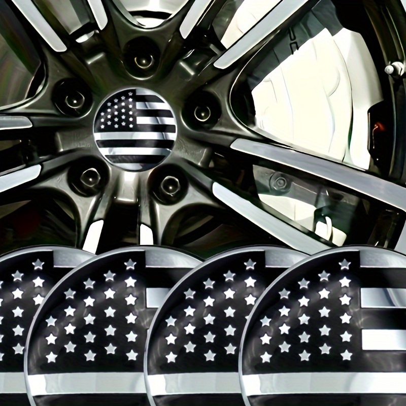 

4pcs American Flag Aluminum Wheel Center Cap Decals, 2.2" Universal Emblem Stickers For Cars, Motorcycles, Trucks, Suvs