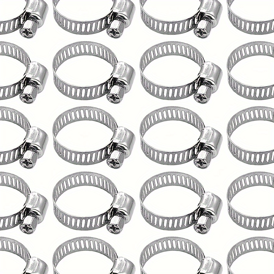 

20pcs Stainless Steel Hose Clamps, Adjustable Pipe Clips, 16-25mm Range, Durable Clamps For Home Plumbing, Automotive, And Industrial Use