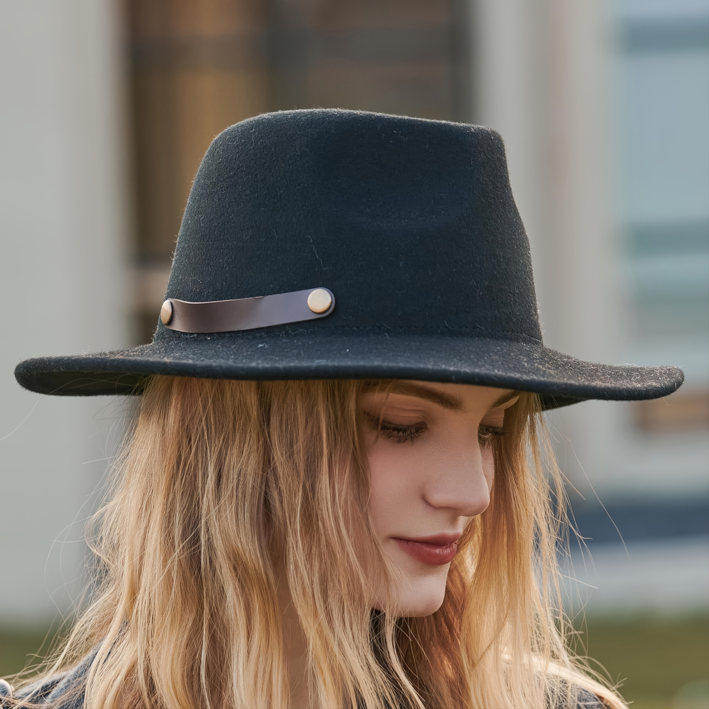 Sombreros Fedora para mujer hebilla de cinturón banda de - Temu