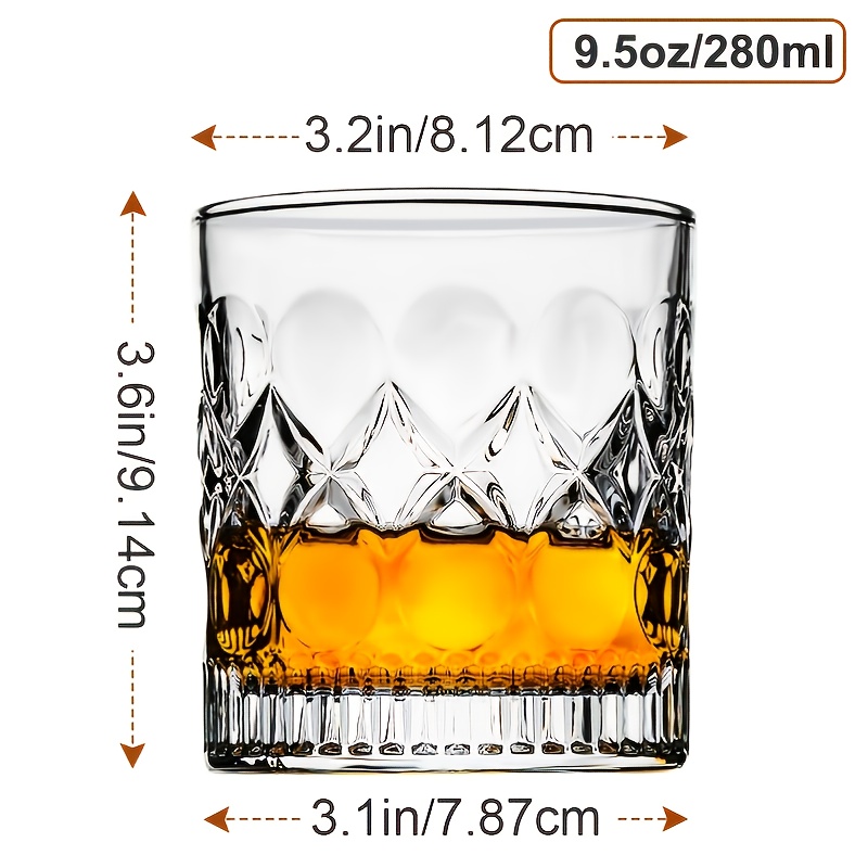 PARACITY Whiskey Glasses Set of 2, 9.5 oz Old Fashioned Glass