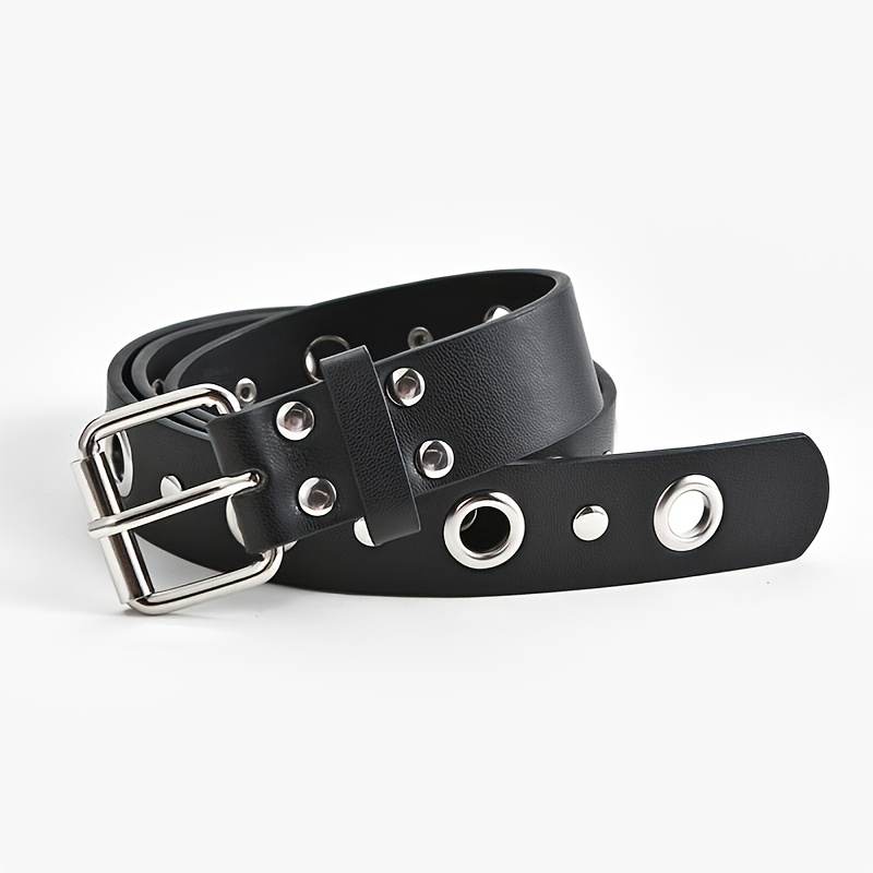 Women Double Grommet Leather Casual Jean Belt