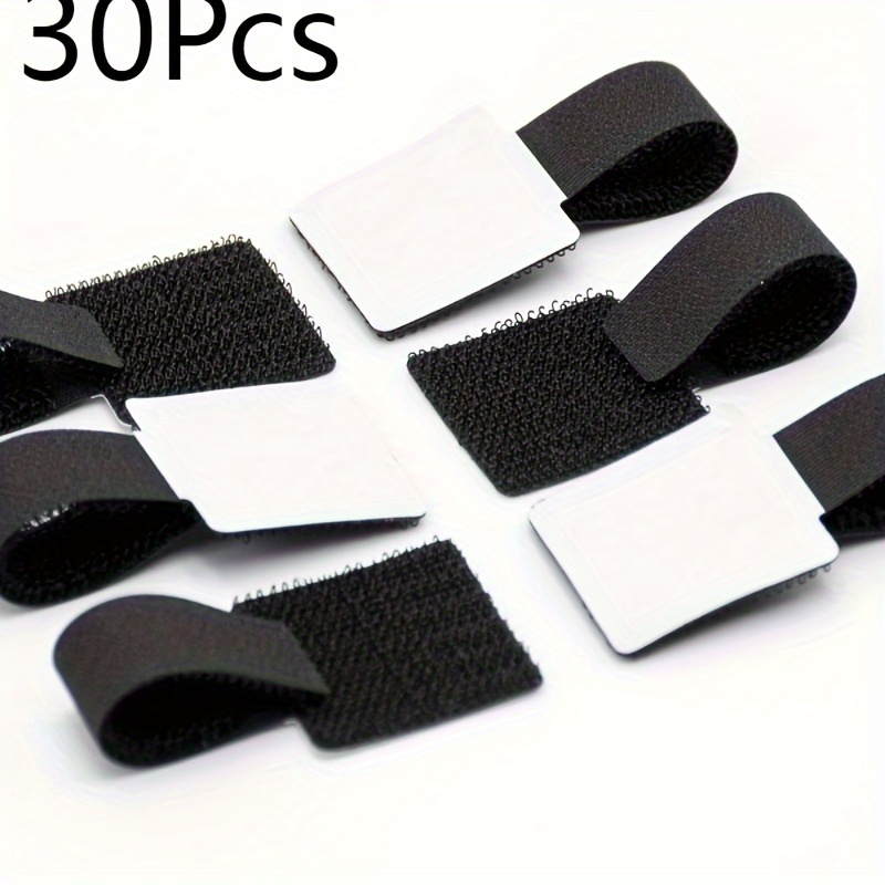 

30pcs Black Loop Fastener Cable Ties Self Adhesive Power Cable Organiser Cable Tape Backing Loop Fastener Adhesive Cable Ties