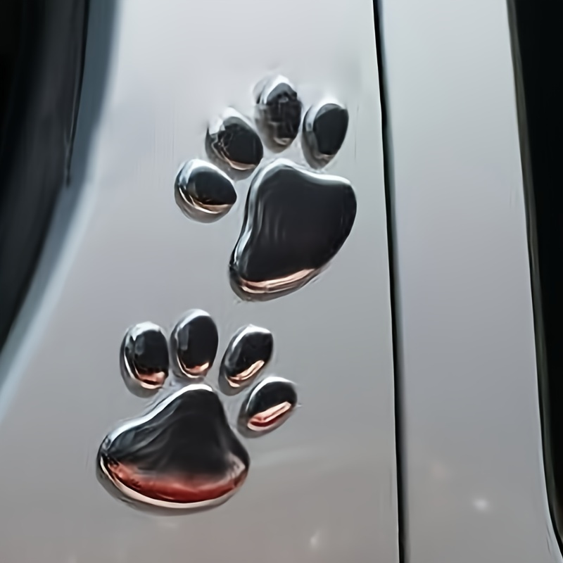 

2pcs Metal Paw Print Car Decal Set - 3d Animal Dog Cat Footprints Sticker For Vehicle Bumper, Window, Body - No Battery Needed, Featherless, Emblem For Auto Decoration & Styling - Universal Fit