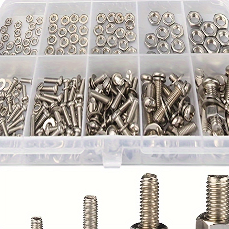 

Stainless & Bolt Assortment Set, 320pcs, Hex Nuts, Machine Screws, M2 M2.5 M3 M4 M5, Ss304 Fastener Kit