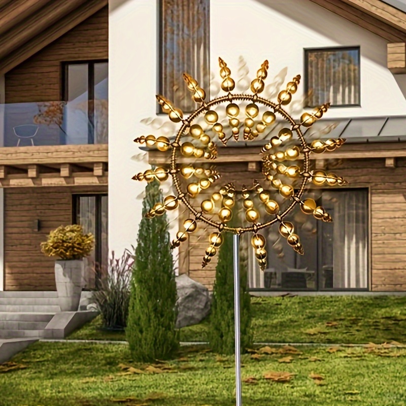 

mesmerizing" Reflective Kinetic Metal Wind Spinner - Weather-resistant Outdoor Decor For Patio & Garden, Available In Silver, Gold, Or Color