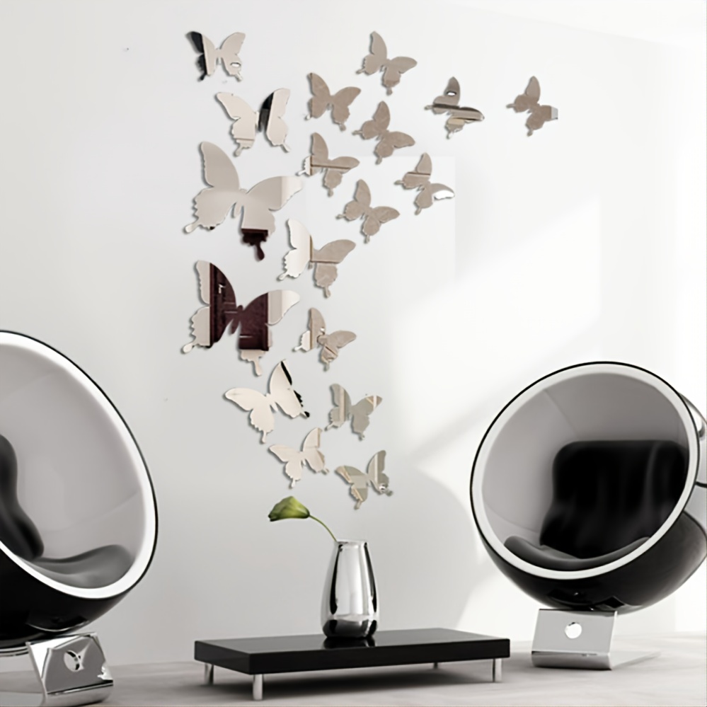 12pcs 3D Butterfly Wall Sticker, Plastic Butterfly Wall Art Decor