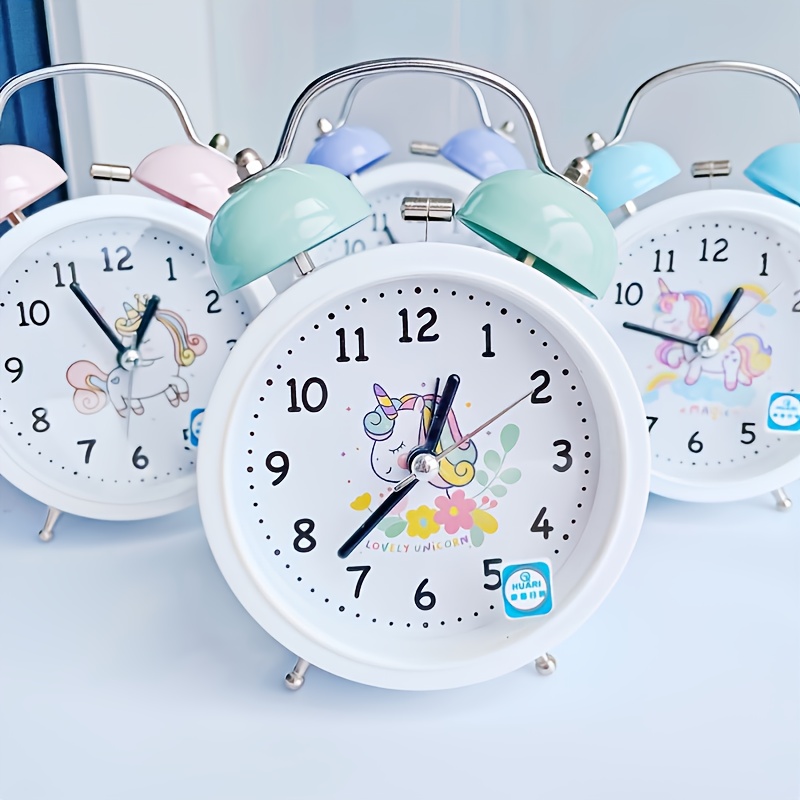 Reloj despertador infantil para niños, reloj despertador de conejito para  niñas y niños, reloj despertador rosa para niños con tonos de llamada y luz