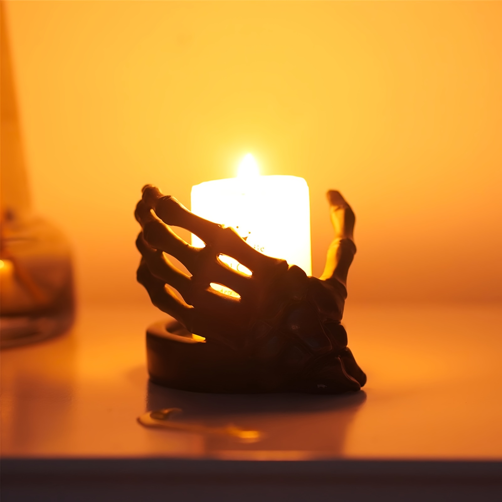 Skull Hand Candle Holder Gothic Halloween - Temu