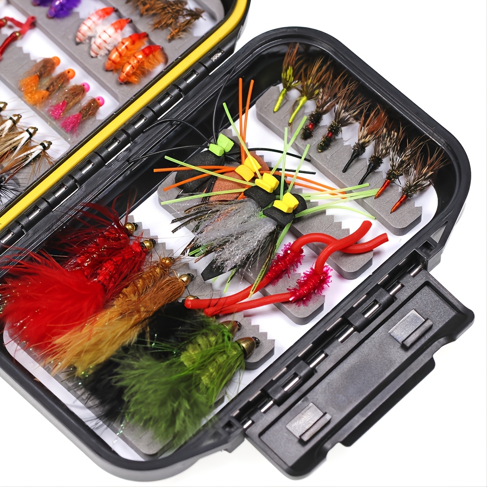70pcs Premium Fly Fishing Flies Kit 120 Assorted Trout And Bass Flies With  Waterproof Fly Box Includes Dry, Wet, Nymphs, Worms, And Streamers Pe, Fly  Fishing Gear For Beginners