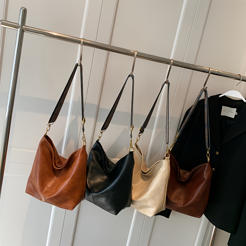 Geometric Strap Hobo Bag Large Capacity Soft PU Leather Crossbody Bag