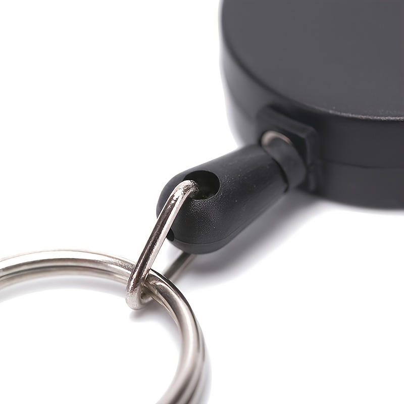 1 2 6pcs Mini Black Anti Lost Keychain Retractable Keychain Buckle Recoil  Ring Pull Clip Keyring