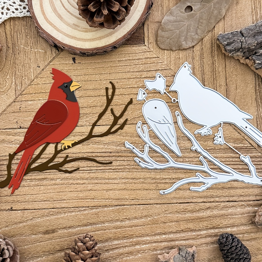 

Metal Cutting Dies For Diy Scrapbooking, Lovely Christmas Birds On Branch Stencil Templates, Holiday Handmade Greeting Cards Home Decor