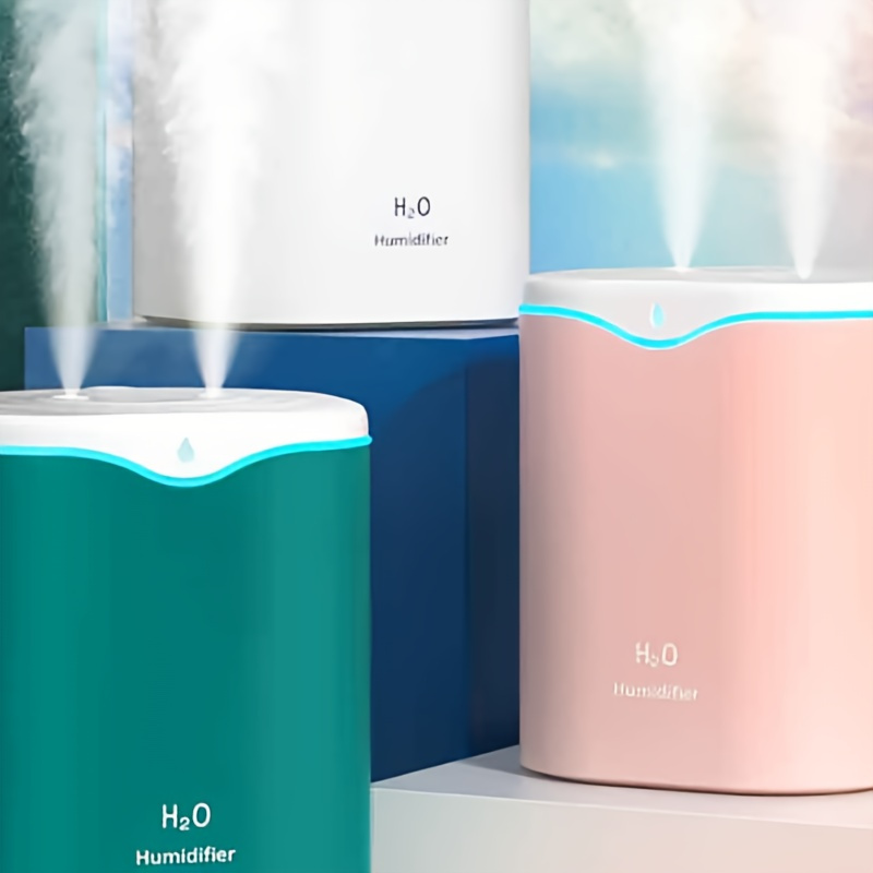 

1pc, 2l Portable Ultrasonic Humidifier With Usb, Dual Mist, Quiet Operation, Aromatherapy, 7-color Nightlight, Auto Shut-off For Home & Travel