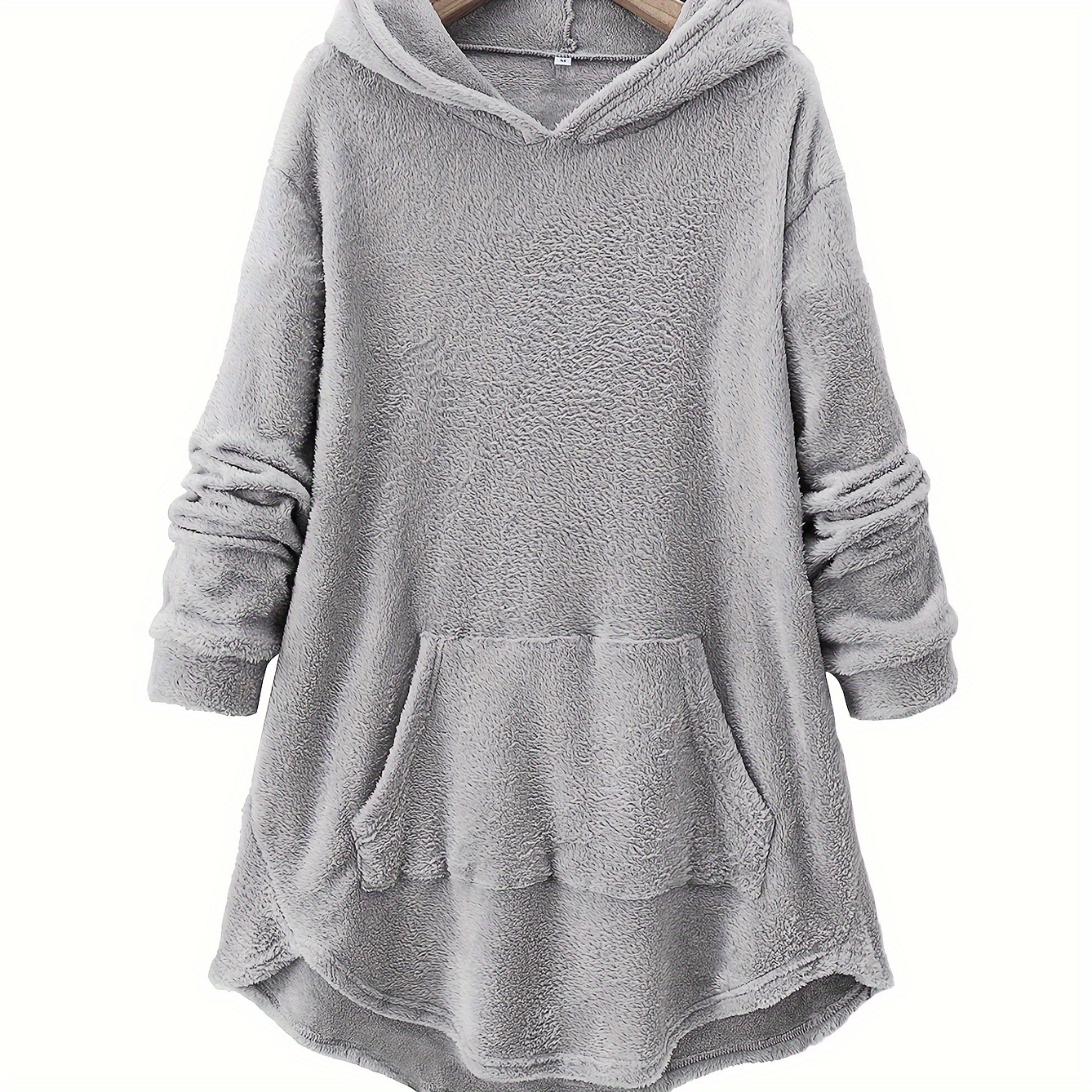 

Sweat à capuche en polyester décontracté pour femmes - Tissu tricoté 100% polyester, couleur unie, sweat à capuche pour /hiver, pull confortable à manches longues avec poche