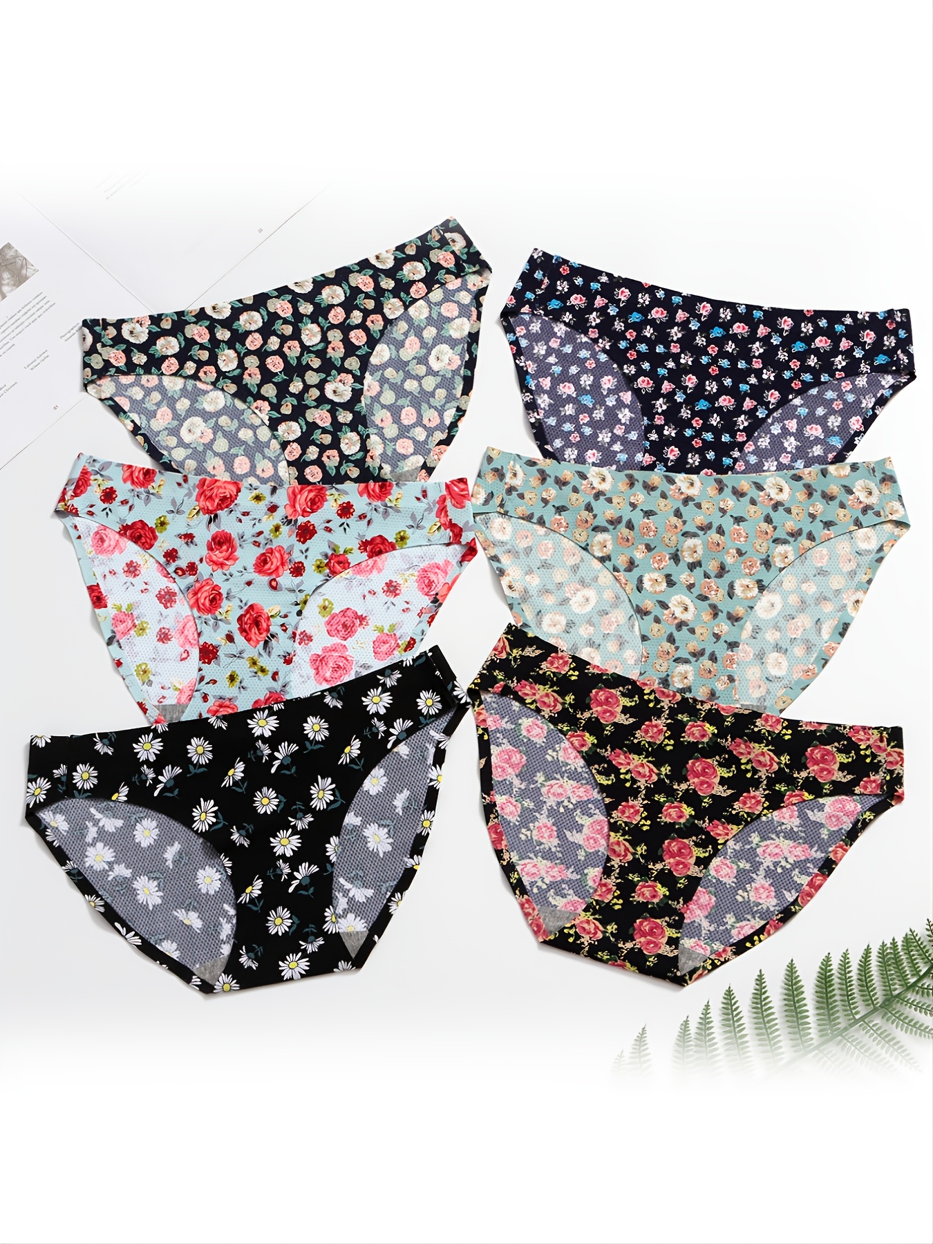 6pcs Women's Seamless Underwear Breathable Stretch Bikini Panties