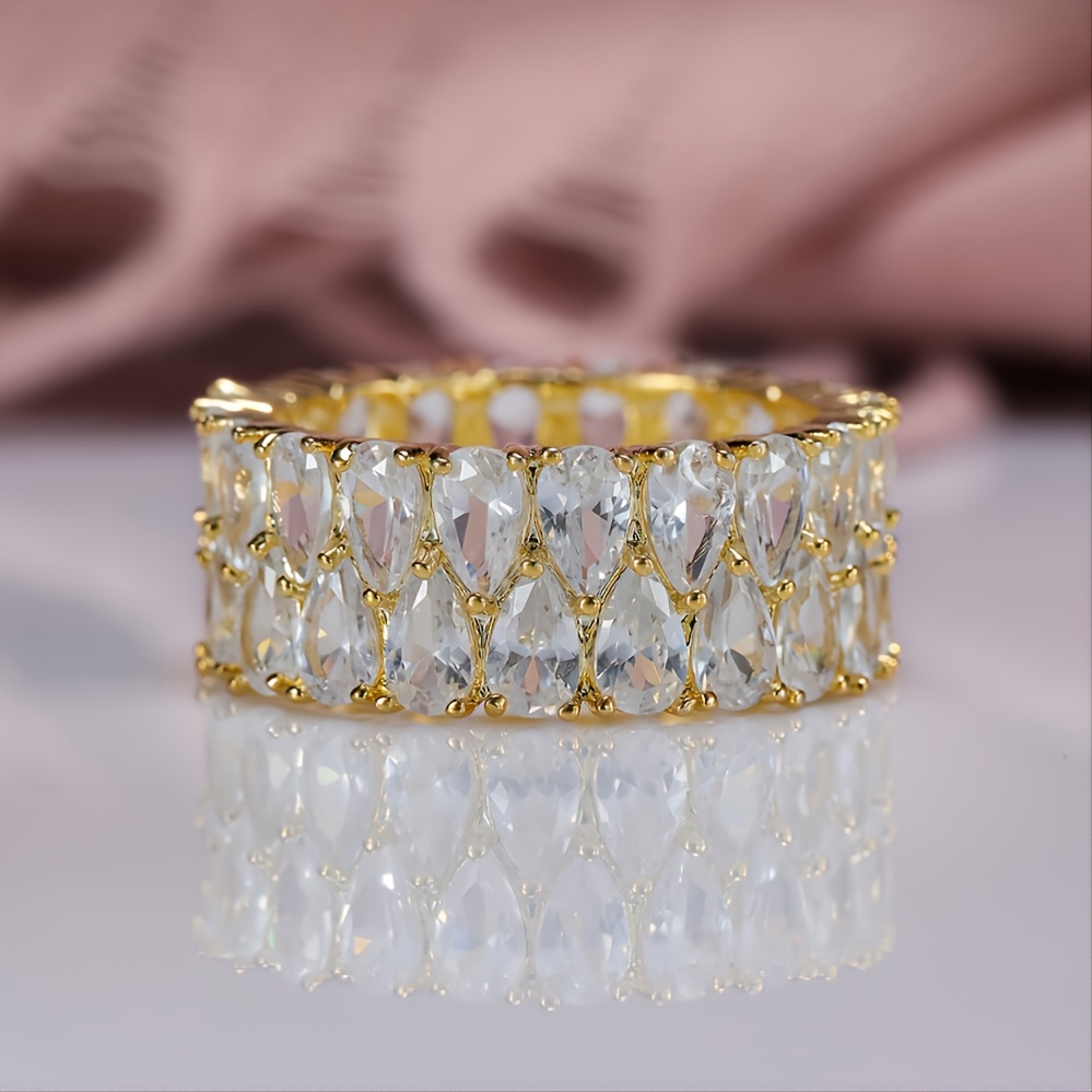 Boho Female Big Crystal Zircon Stone Ring Luxury Fashion - Temu