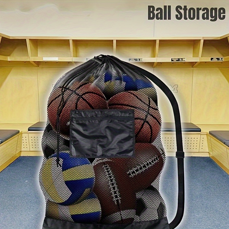 

1pc Extra Large Sports Ball Bag, Mesh Soccer Ball Bag, Heavy Duty Drawstring Bags, For Holding Basketball, Volleyball, Baseball, Swimming Gear With Shoulder Strap