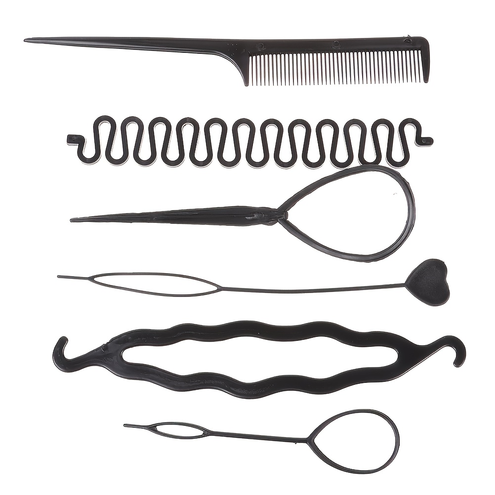 Plastic Black Hair Braiding Tools Set Hair Pulling - Temu