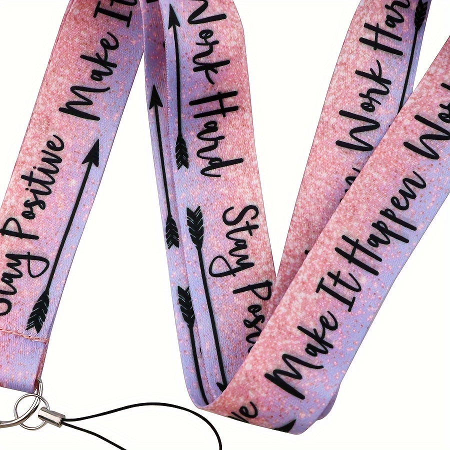 

1pc Funky "" Motivational Lanyard With Detachable Keychain Clip - Polyester Neck Strap In Glitter Design For Keys, Id Badge, Credit Card Holder & Phone Charm