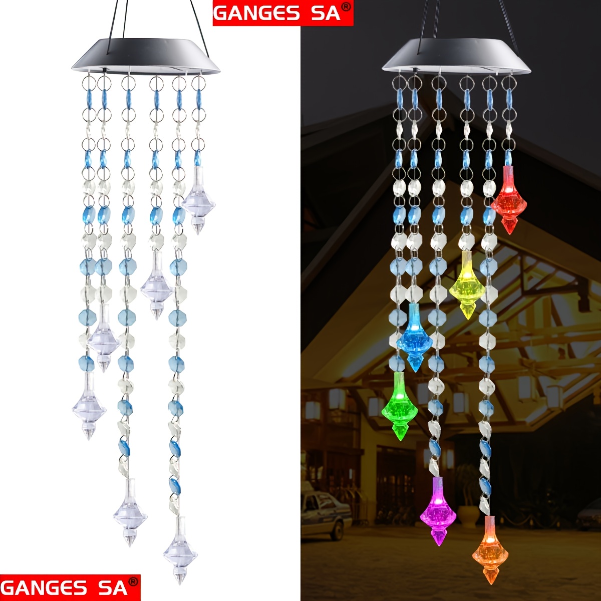 Best Deals On GANGES SA LED Solar Colorful Faux Diamond Wind Chimes