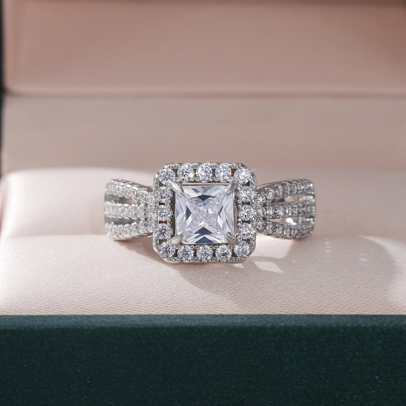 Women's Micro-Inlaid Square Diamond Ring Set