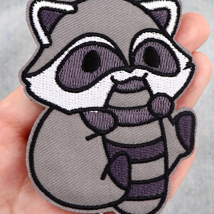 

Cute Raccoon Cartoon Embroidered Patches Applique Patches Sticker Sewing Clothing Hat Denim Badges Iron On T-shirt Accessory 1 Pc