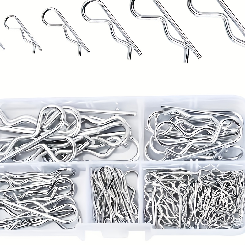

60/100pcs Cotter Pins & R-clips Assortment - 2 Mm Galvanised Spring Pins & Splints For Safety & Connectivity