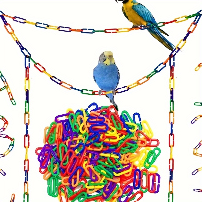 

50/100pcsplastic Chain Link Bird Toys Mixed Colors Rainbow Clamp Chain Hook Bird Swing Climbing