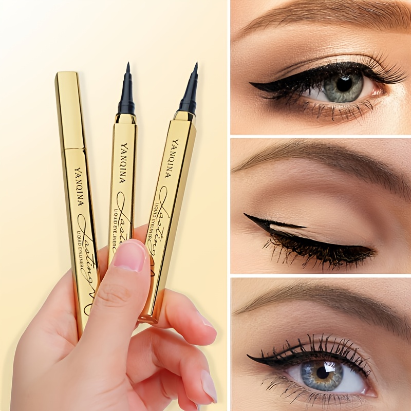 1 Pc Cool Black Eyeliner Pencil Gold Appearance Waterproof Long Lasting  Black Color Liquid Eyeliner Tattoo Pen - Beauty & Health - Temu